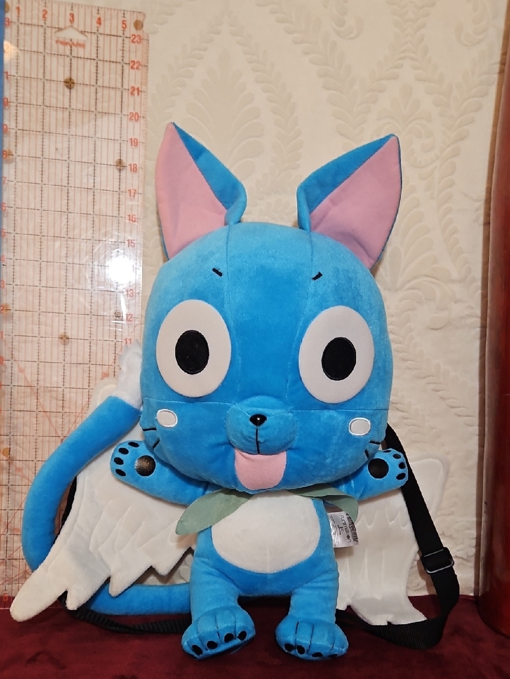 Blue Plush Winged Cat Backpack Plush Toy for Kids Happy From Fairytail